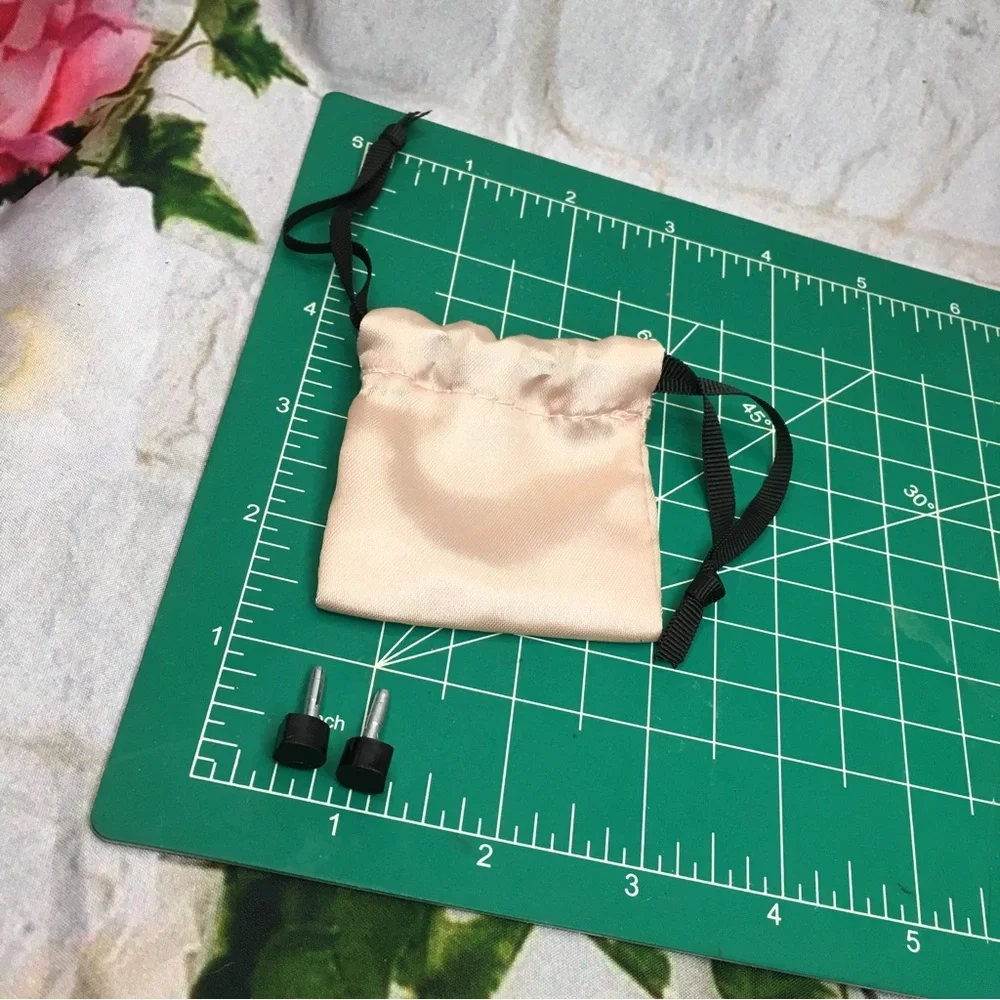 Mack & Mach mini pink satin drawstring dustbag AND black heel taps 2.5” x 2.5”